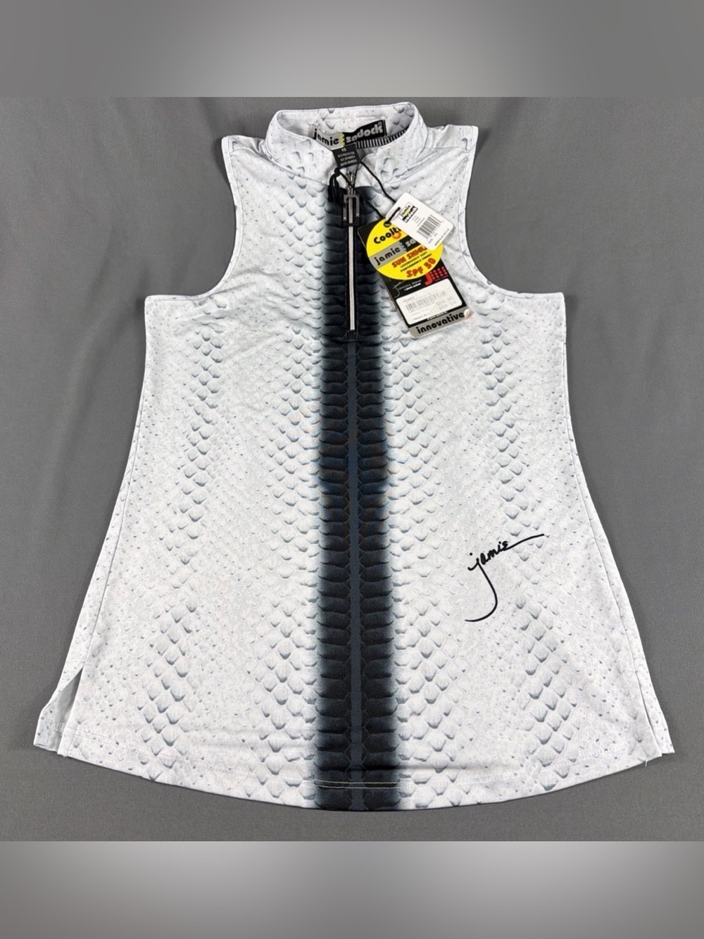 Jamie Sadock Golf Shirt Sleeveless Printed Zip XS Multicolor